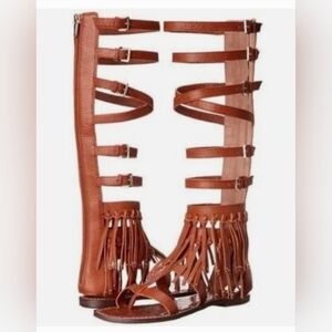 Sam Edelman Brown Fringe Gladiator Sandals